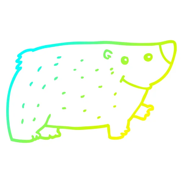 Linha gradiente frio desenho urso dos desenhos animados — Vetor de Stock