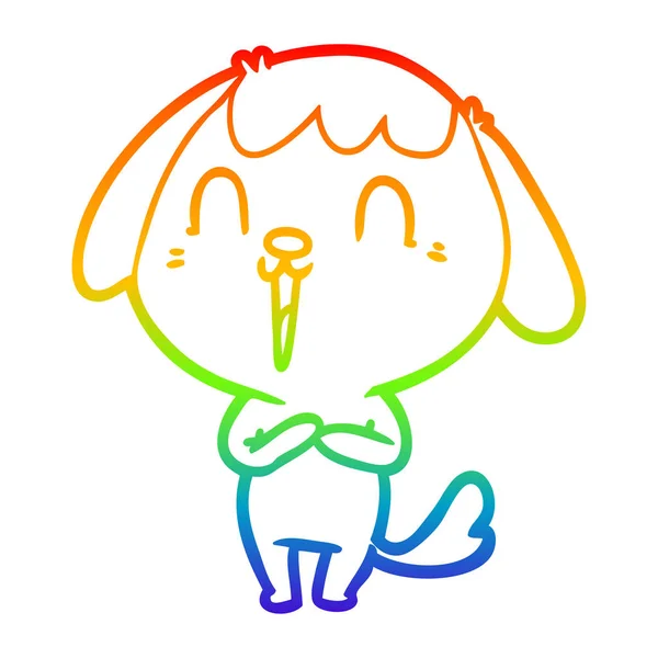 彩虹渐变线绘制可爱的卡通狗 — 图库矢量图片
