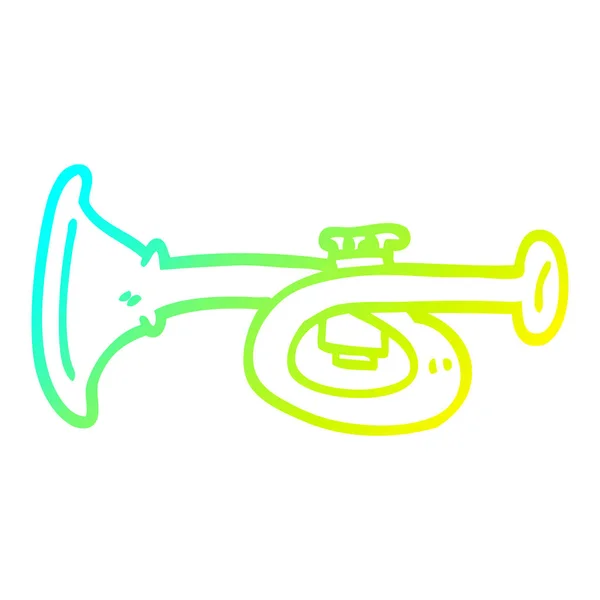 Línea de gradiente frío dibujo trompeta de metal de dibujos animados — Vector de stock