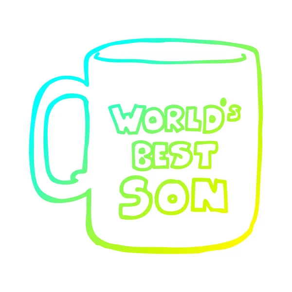 Cold gradient line drawing worlds best son mug — Stock Vector