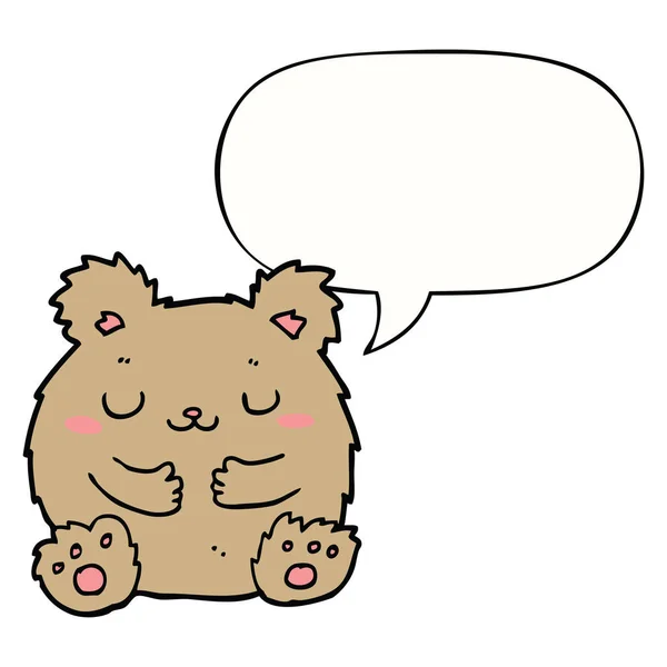 Carino orso dei cartoni animati e la bolla discorso — Vettoriale Stock