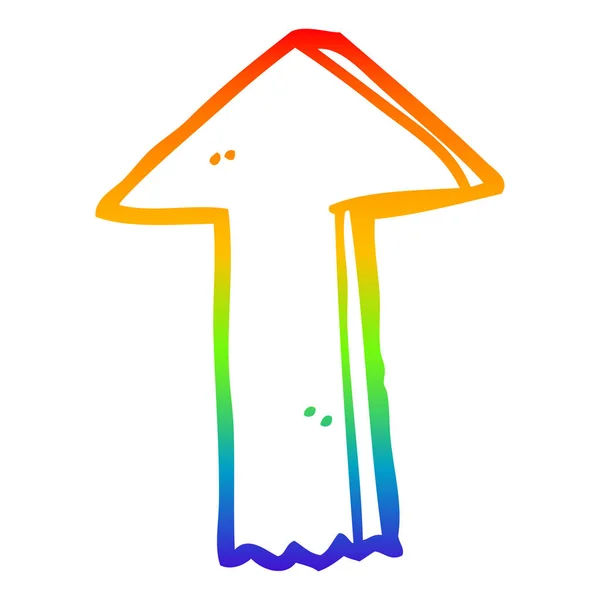 Arco iris gradiente línea dibujo caricatura flecha — Vector de stock