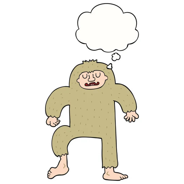 Cartoon Bigfoot und Gedankenblase — Stockvektor