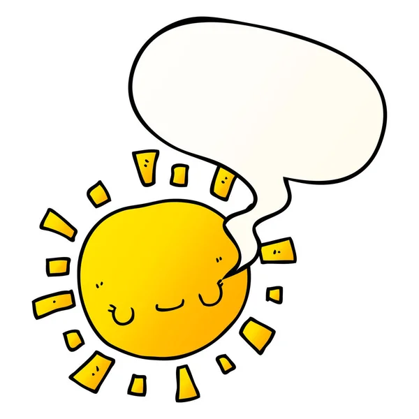 Düzgün degrade tarzında karikatür güneş ve konuşma balonu — Stok Vektör