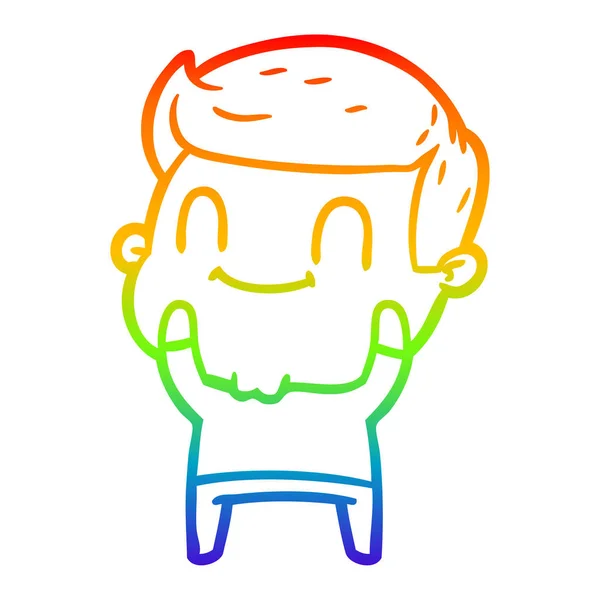 Arco iris gradiente línea dibujo dibujos animados hombre amigable — Vector de stock