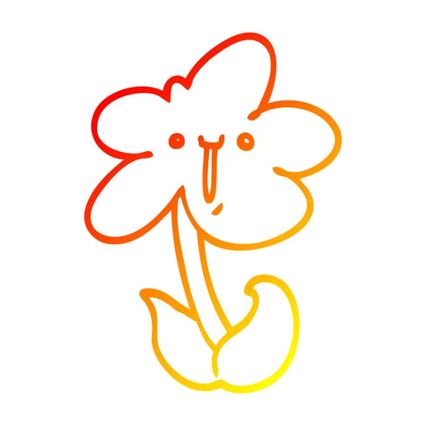 Linha gradiente quente desenho flor dos desenhos animados — Vetor de Stock