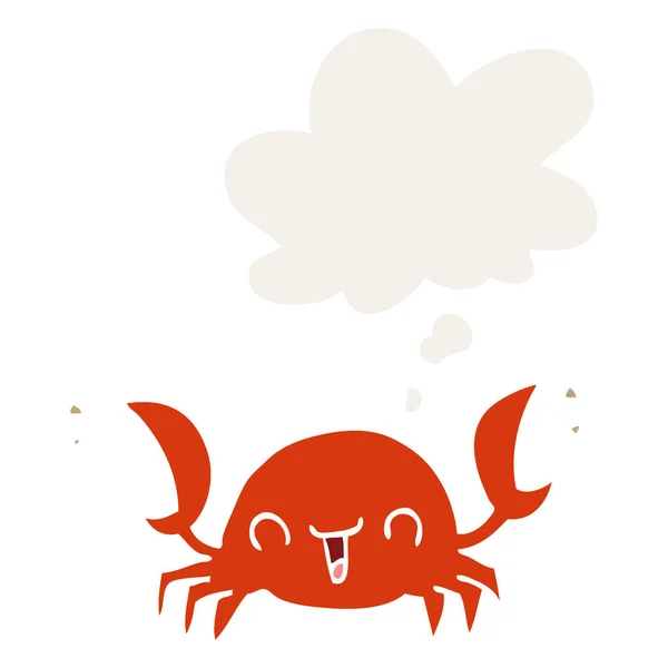 卡通螃蟹和复古风格的思想泡沫 — 图库矢量图片
