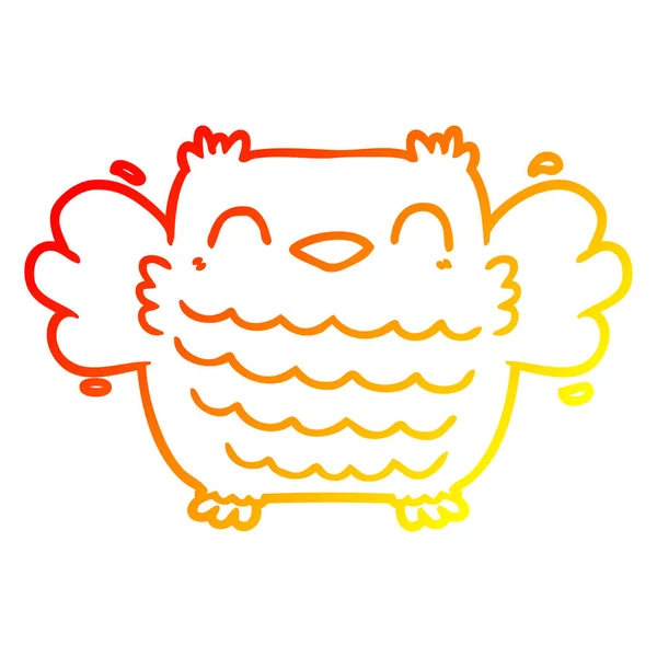 Warme kleurovergang lijntekening cartoon Owl — Stockvector