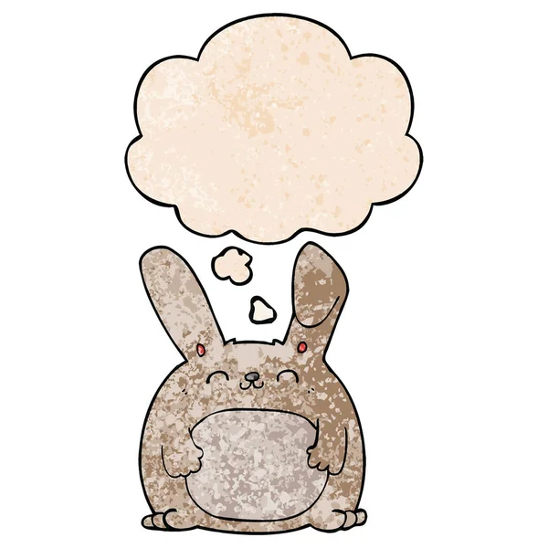 Cartoon-Kaninchen und Gedankenblase im Grunge-Muster — Stockvektor