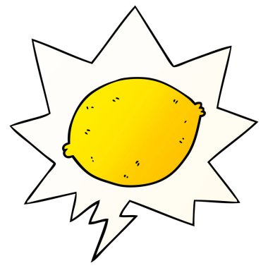 düzgün degrade tarzında karikatür limon ve konuşma balonu