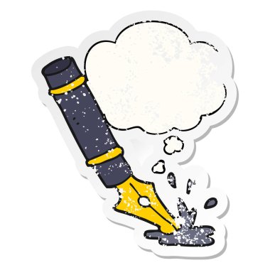 karikatür dolma kalem ve sıkıntılı yıpranmış sti olarak kabarcık düşünce