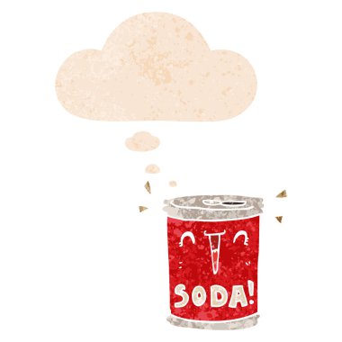 karikatür soda olabilir ve Retro dokulu tarzı kabarcık düşünce