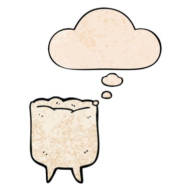 karikatür diş ve grunge doku desen tarzında düşünce kabarcığı