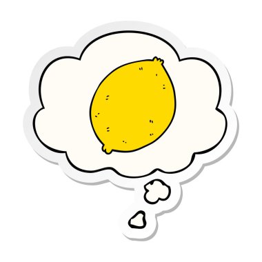 karikatür limon ve baskılı bir etiket olarak kabarcık düşünce