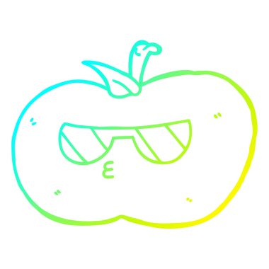 soğuk degrade çizgi çizim karikatür serin elma