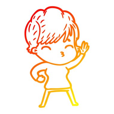 sıcak degrade çizgi çizim karikatür kadın düşünme