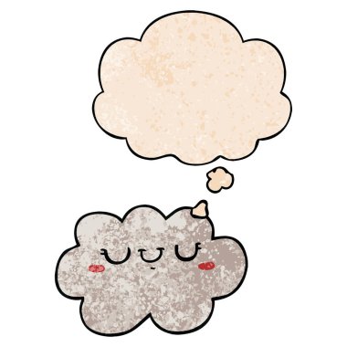 sevimli karikatür bulut ve grunge doku desen düşünce balonu 
