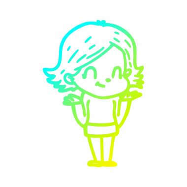 soğuk degrade çizgi çizim karikatür dostu kız