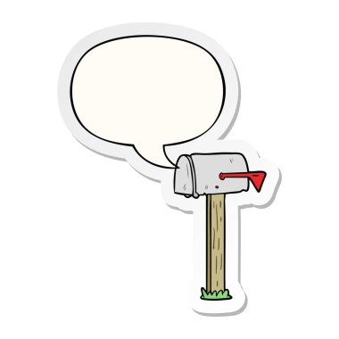 karikatür posta kutusu ve konuşma balonu etiket