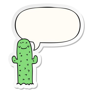 karikatür kaktüs ve konuşma kabarcık etiket