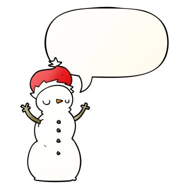 karikatür kardan adam ve pürüzsüz degrade tarzında konuşma balonu