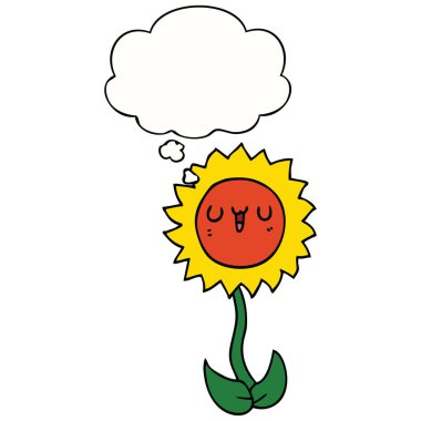 karikatür çiçek ve düşünce balonu