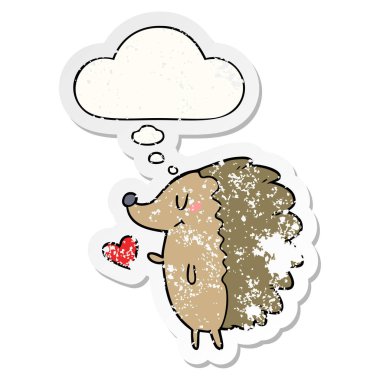 sevimli karikatür kirpi ve sıkıntılı yıpranmış st olarak kabarcık düşünce