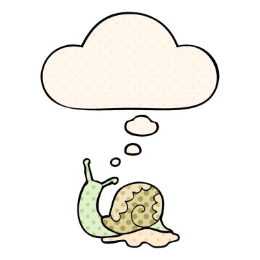 çizgi roman tarzında çizgi film salyangoz ve düşünce balonu