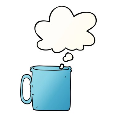 pürüzsüz gradi kahve ve düşünce balonu karikatür kamp fincan