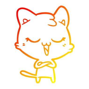 sıcak degrade çizgi çizim mutlu karikatür kedi
