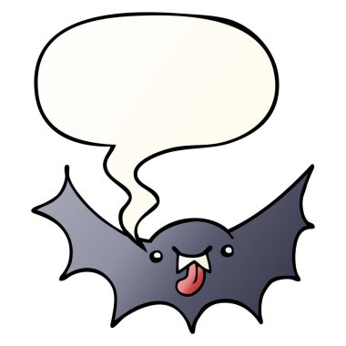 düz degrade tarzında karikatür vampir yarasa ve konuşma balonu