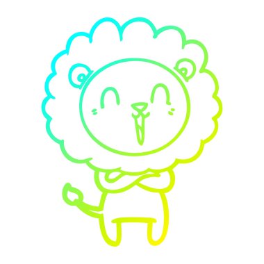 soğuk degrade çizgi çizim gülen aslan karikatür