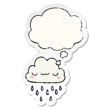 karikatür fırtına bulut ve sıkıntılı yıpranmış stic olarak kabarcık düşünce