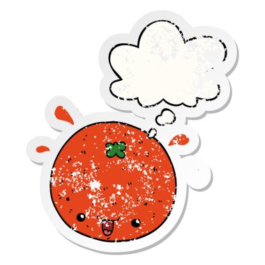 karikatür turuncu ve sıkıntılı yıpranmış etiket olarak kabarcık düşünce