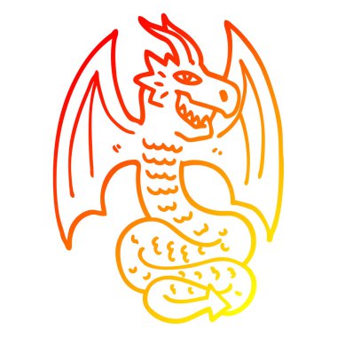 sıcak degrade çizgi çizim karikatür ejderha