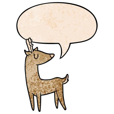 retro doku tarzında karikatür geyik ve konuşma balonu