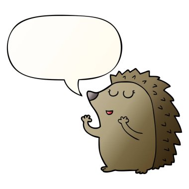 karikatür kirpi ve konuşma balonu pürüzsüz degrade tarzında