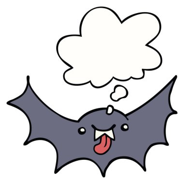 karikatür vampir yarasa ve düşünce balonu