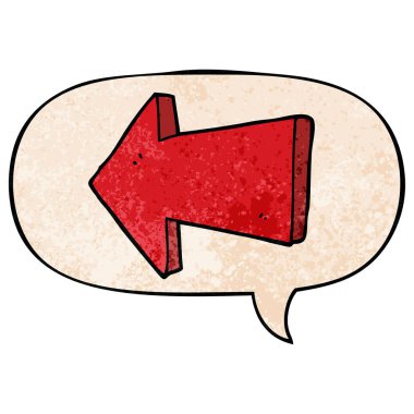 retro doku tarzında karikatür işaret ok ve konuşma balonu