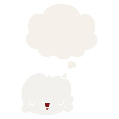 retro tarzında sevimli karikatür bulut ve düşünce balonu