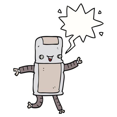 karikatür robot ve konuşma balonu