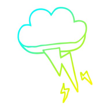 soğuk degrade çizgi çizim karikatür thundercloud ve yıldırım