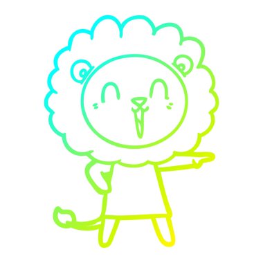 soğuk degrade çizgi çizim gülen aslan karikatür