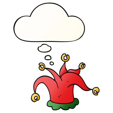 çizgi film soytarı şapka ve pürüzsüz degrade tarzında kabarcık düşünce