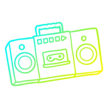 soğuk degrade çizgi çizim karikatür retro kaset çalar