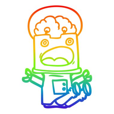 gökkuşağı degrade çizgi çizim karikatür robot