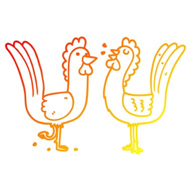sıcak degrade çizgi çizim karikatür tavuk
