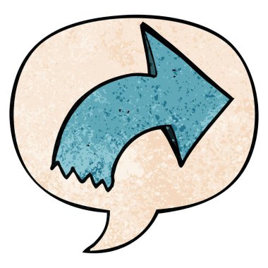 retro doku tarzında karikatür işaret ok ve konuşma balonu