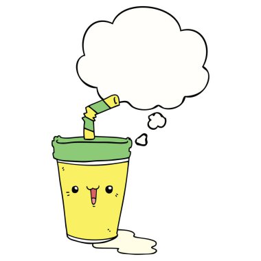 sevimli karikatür soda ve düşünce balonu