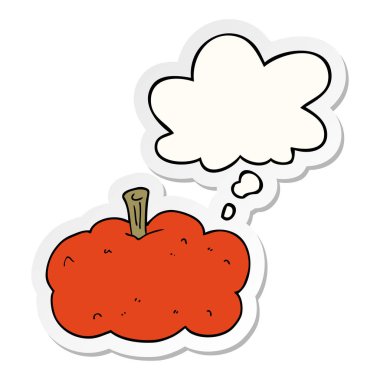 karikatür kabak ve baskılı bir etiket olarak kabarcık düşünce